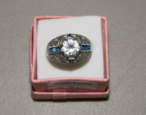 Dome Shape Ring with Clear Large Center Stone