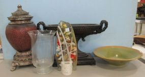 Four Decor Pedestal, Urn, Bowl, Art Glass Display