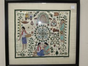 Framed India Needlepoint Art