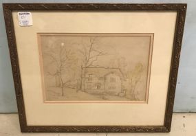Marie Hull Pencil & Watercolor   "House"