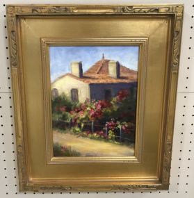 Lucy Mazzaferro Painting "Climbing Roses of St. Emilion"