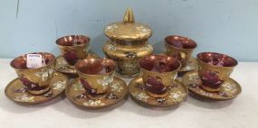 Bohemian Hand Painted Tea Set and Candy Jar