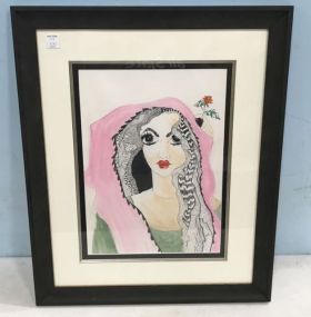 Pencil and Watercolor "Zelda" by Dianne Stefanick