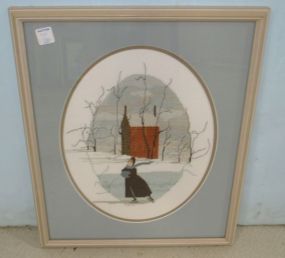 "Solitary Skater" Framed Needlework