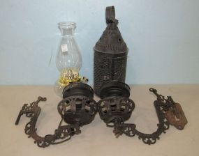 Metal Wall Sconce Fixtures, Metal Lantern and Glass Lantern