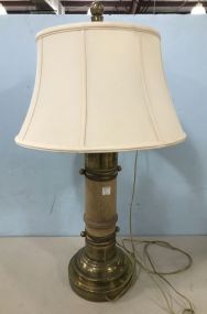 Brass and Wood Table Lamp
