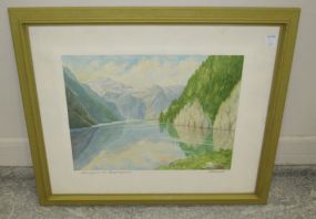 "Konigssee Bei Bergedesgaden" Watercolor