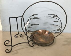 Large Leaf Design Metal Centerpiece Decor and Metal Art Easel