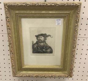 Etching "Rembradt Au Bonnet" by Amand Durand