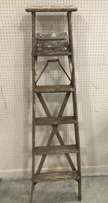 Vintage Wood Fold Out Ladder
