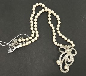 Vintage Monet Faux Pearl Rhinestone Necklace
