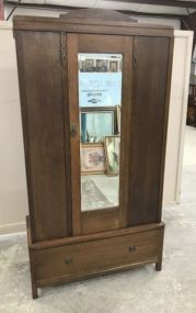 English Oak Single Door Wardrobe