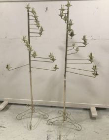 Pair Brass Color Metal Candle Stands