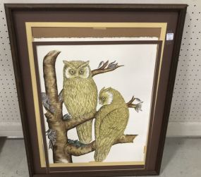 Owl Lithograph by Branagan