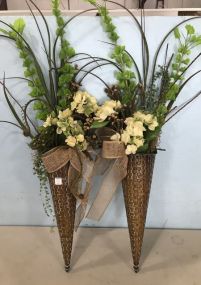 Pair of Modern Metal Wall Flower Pockets