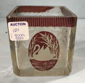 Red on Clear Wildlife Square Bowl