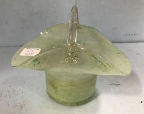 Green Pontil Crimped Hat Basket