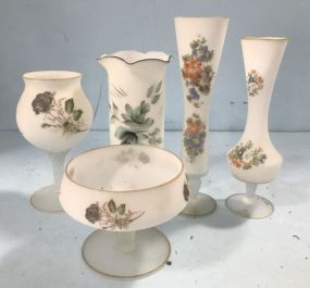 Five Frosted Stemware Vases