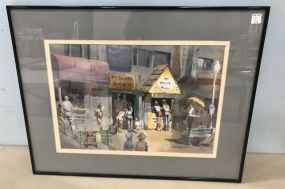 Ken Washington Watercolor "Street Scene"