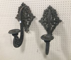 Old Iron Ornate Candle Sconces
