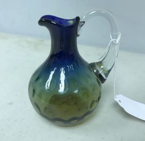 VTG 60's Art Class Hand Blown Amberina Thumbprint Cruet "Blue"