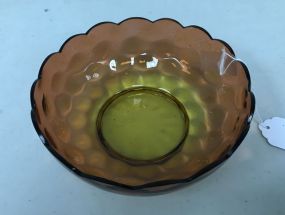 VTG 60's Art Glass Hand Blown Amberina Medium Size Coin Dot Bowl