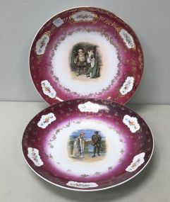 19th C Pair of Hand Painted Austrian Chargers "Carisbad Austre"