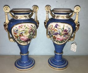 Pair of Sevres Style Mantle Vases 16"