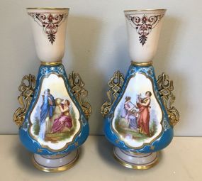 Pair of Old Paris Vases 17" tall