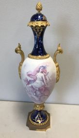 19th Century Sevres Urn w/ Cap Woman & Cherubs Appointments 17.75" tall