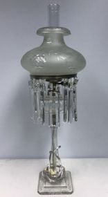 Antique Etched Astral Lamp H: 32.5"