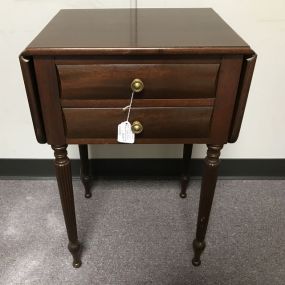 20th Century Mahogany Drop Leaf Night Table "Brandt Furniture"