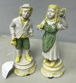 Pair of Yellow & Green Figure "Italy"