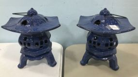 Modern Oriental Pottery Hanging Candle Lanterns