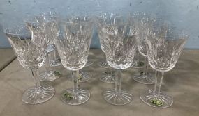 Twelve "Lismore" Waterford Claret Wine Glasses