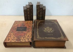 Decorative Bookends, and Two Decorative Book Boxes