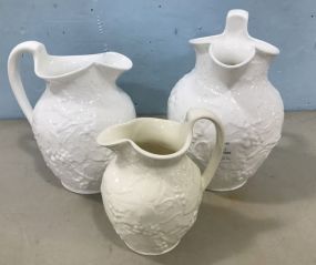 Set of Wedgewood Creamware "Strawberry & Vine" Pitchers