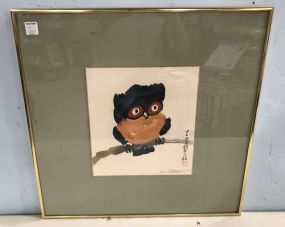 Yeh Jau Liu Chinese Brush Painting of Owl