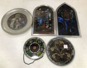 Five "The Space Window" Washington National Cathedral Stain Glass Pieces