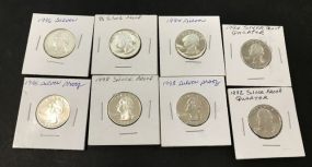 Eight Silver Proof Quarters
