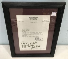1979 Alabama Scholarship Offer signed by Paul "Bear" Bryant