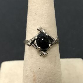 Marked "Sterling" Ring with Onyx Stone