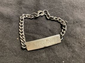 Vintage ID Bracelet Marked Sterling "Virginia" Monogram