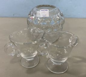 Fostoria "American" Rose Bowl and Fostoria "Century" Cream & Sugar