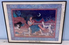 Diana Bryer "Coyote Woman with Flute" Poster