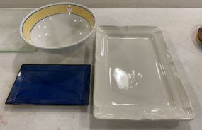 Italian Porcelain Salad Bowl, Pottery Barn Tray, Mikasa French Country Side Platter