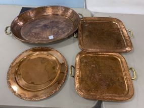 Group of Copper and Brass Serving Trays