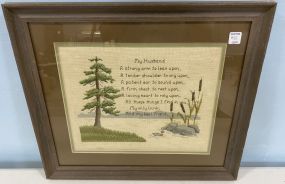 "My Husband" Framed Needlepoint