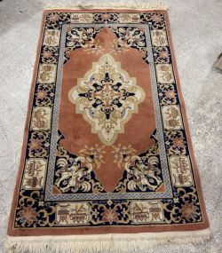 Pink Hand Knotted Wool Runner 3" x 5'4