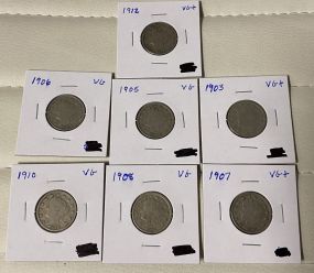1903, 1905, 1906, 1907, 1908, 1910, and 1911 Liberty "V" Nickels